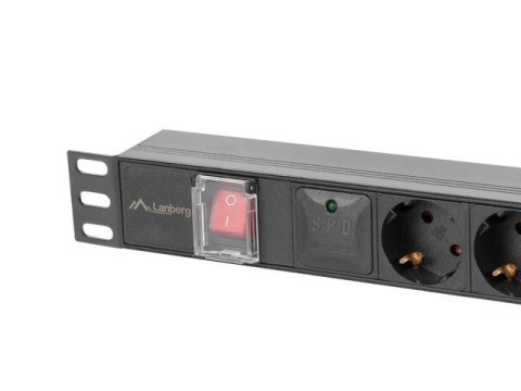 Lanberg Listwa zasilająca rack PDU 19 cali 1U 16A 6x230V schuko 2m czarna Lanberg Listwa zasilająca rack PDU 19 cali 1U 16A 6x230V schuko 2m czarna