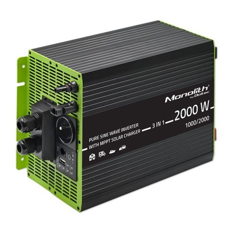Qoltec Przetwornica solarna 3w1 z funkcją ładowania AC | MPPT | UPS | ATS | 1000W | 2000W | 12V na 230V | Czysty Sinus Qoltec Przetwornica solarna 3w1 z funkcją ładowania AC | MPPT | UPS | ATS | 1000W | 2000W | 12V na 230V | Czysty Sinus