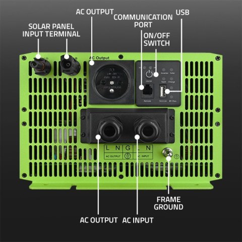 Qoltec Przetwornica solarna 3w1 z funkcją ładowania AC | MPPT | UPS | ATS | 3000W | 6000W | 12V na 230V | Czysty Sinus