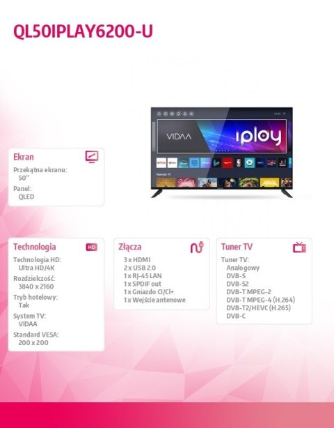 Allview Telewizor QLED 50 cali QL50IPLAY6200-U Allview Telewizor QLED 50 cali QL50IPLAY6200-U