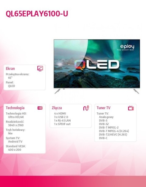 Allview Telewizor QLED 65 cali QL65EPLAY6100-U Allview Telewizor QLED 65 cali QL65EPLAY6100-U