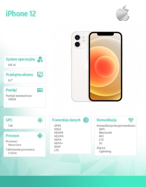 Apple IPhone 12 128GB - Biały Apple IPhone 12 128GB - Biały