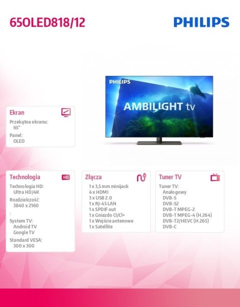 Philips Telewizor 65 cali OLED 65OLED818/12