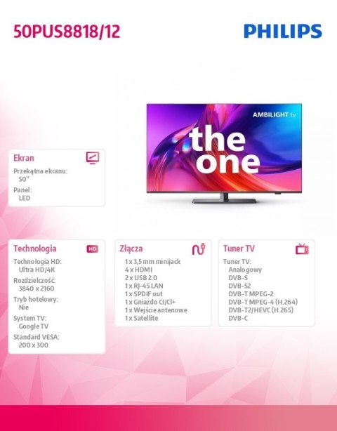 Philips Telewizor LED 50 cali 50PUS8818/12