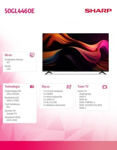 Sharp Telewizor LED 50 cali 50GL4460E