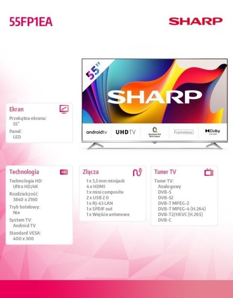 Sharp Telewizor LED 55 cali 55FP1EA