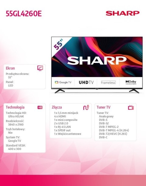 Sharp Telewizor LED 55 cali 55GL4260E