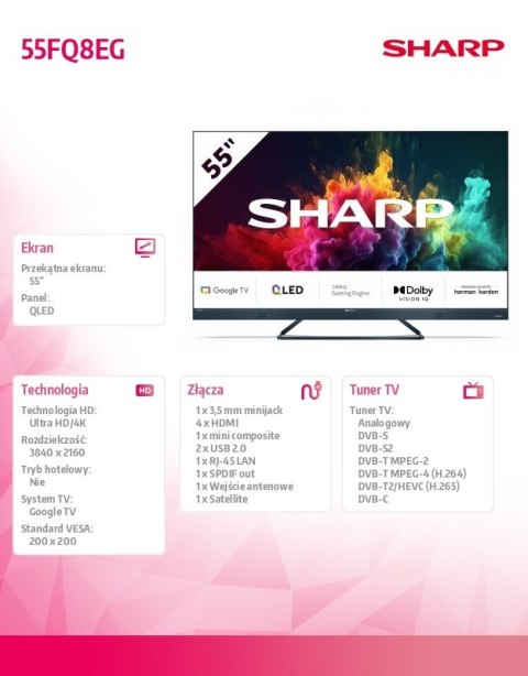 Sharp Telewizor QLED 55 cali 55FQ8EG