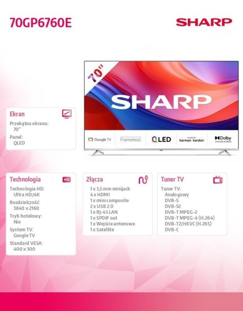 Sharp Telewizor QLED 70 cali 70GP6760E