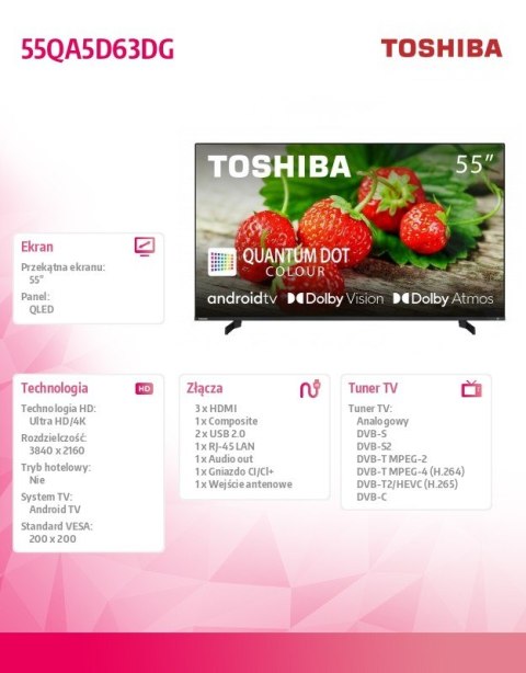 Toshiba Telewizor QLED 55 cali 55QA5D63DG