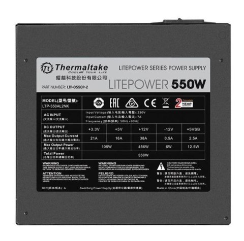 Thermaltake Litepower II Black 550W (Active PFC, 2xPEG, 120mm, Single Rail) Thermaltake Litepower II Black 550W (Active PFC, 2xPEG, 120mm, Single Rail)