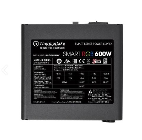 Thermaltake Smart 600W RGB (80+ 230V EU, 2xPEG, 120mm, Single Rail) Thermaltake Smart 600W RGB (80+ 230V EU, 2xPEG, 120mm, Single Rail)
