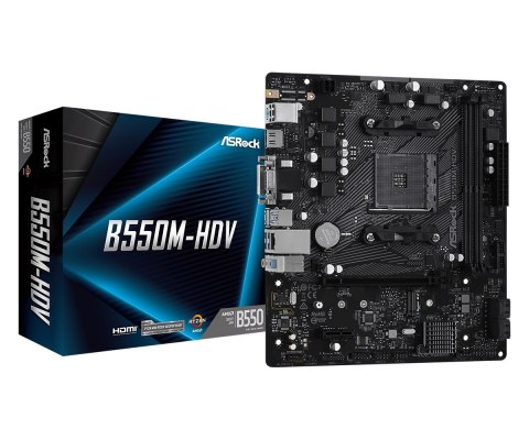 ASRock Płyta główna B550M-HDV AM4 2DDR4 HDMI/DVI/D-SUB M.2 mATX ASRock Płyta główna B550M-HDV AM4 2DDR4 HDMI/DVI/D-SUB M.2 mATX