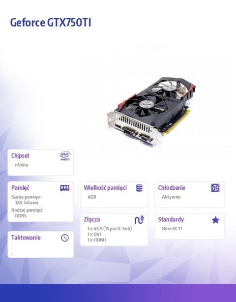 AFOX Karta graficzna - Geforce GTX750TI 4GB GDDR5 128BIT DVI HDMI VGA Dual Fan AFOX Karta graficzna - Geforce GTX750TI 4GB GDDR5 128BIT DVI HDMI VGA Dual Fan