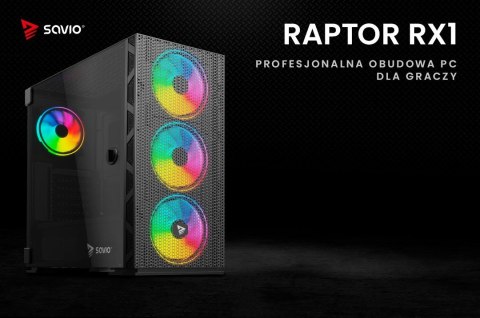 Savio Obudowa komputerowa, ARGB Mesh/Glass, Raptor X1