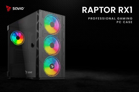 Savio Obudowa komputerowa, ARGB Mesh/Glass, Raptor X1