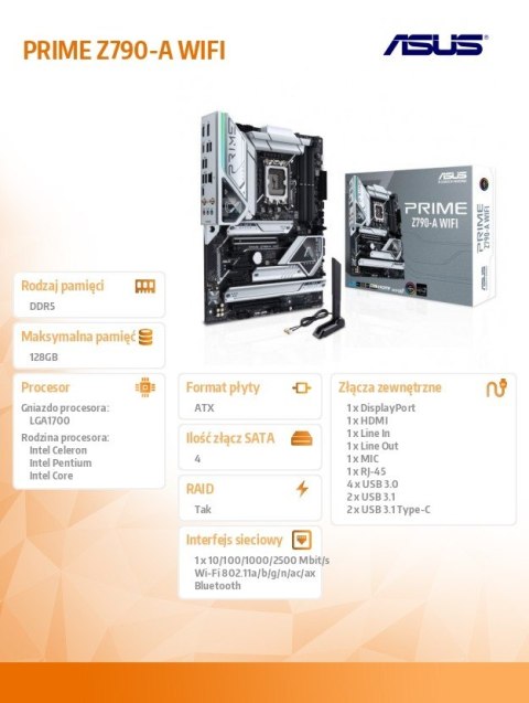 Asus Płyta główna PRIME Z790-A WIFI 4DDR5 HDMI/DP ATX Asus Płyta główna PRIME Z790-A WIFI 4DDR5 HDMI/DP ATX