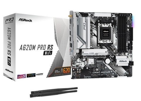 ASRock Płyta główna A620M PRO RS WIFI AM5 4DDR5 HDMI/DP M.2 mATX ASRock Płyta główna A620M PRO RS WIFI AM5 4DDR5 HDMI/DP M.2 mATX