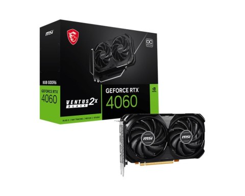 MSI Karta graficzna GeForce RTX 4060 Ventus 2X Black OC 8GB GDDR6 128bit MSI Karta graficzna GeForce RTX 4060 Ventus 2X Black OC 8GB GDDR6 128bit